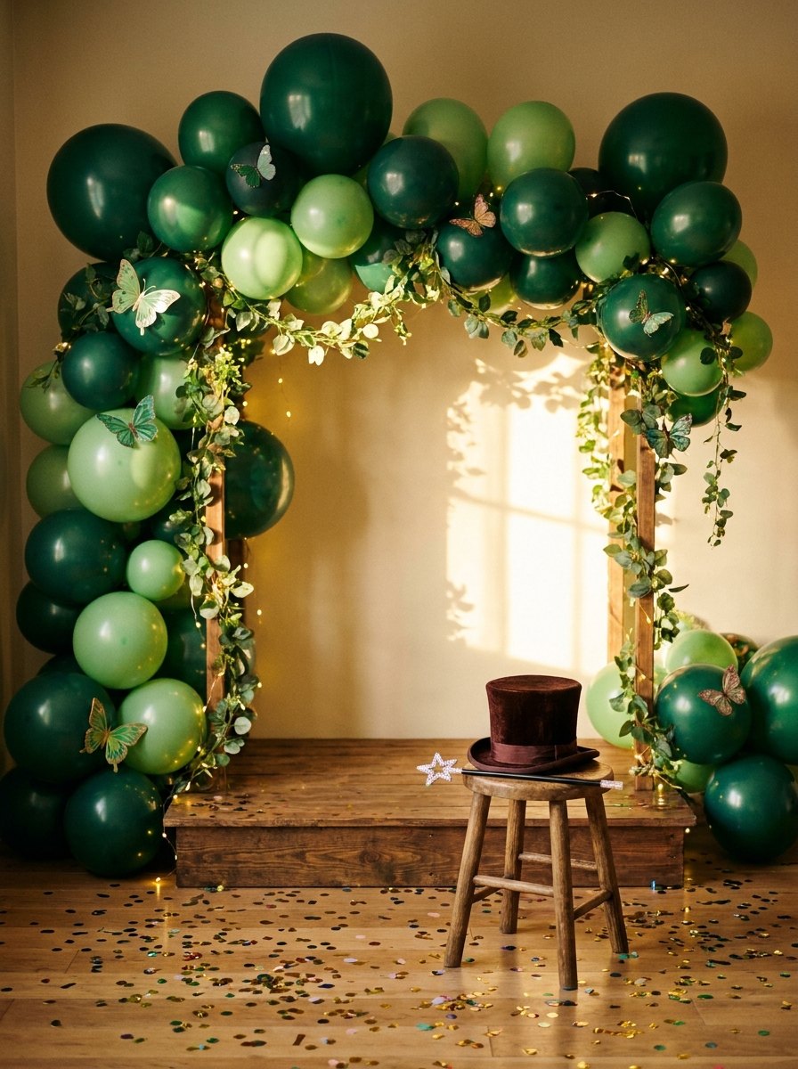 Decoración de fiesta infantil con arco de globos